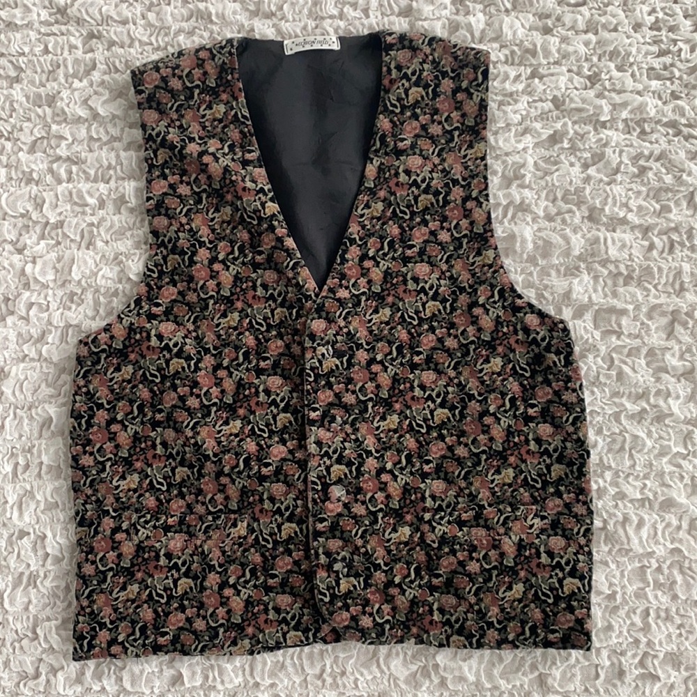 Corduroy Floral Vest (Vintage)